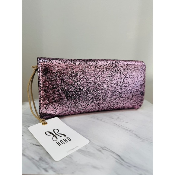 HOBO Rachel Continental Clutch Leather Wallet Blushed Crackle Metallic,  NWT - Picture 8 of 15